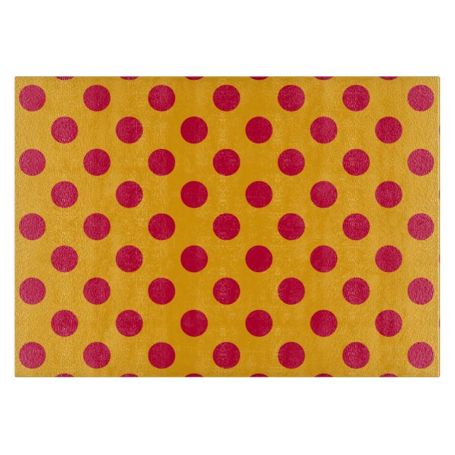 Planche À Découper Pois rouges sur jaune (Devant)