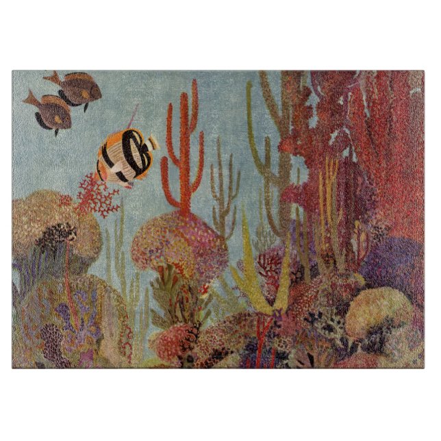 Planche À Découper Poisson ange dans le corail, poissons tropicaux vi (Devant)