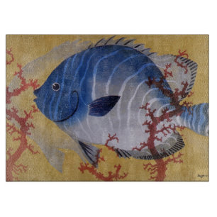 Planche À Découper Poisson Bleu Tropical Vieille Corail Vie Marine