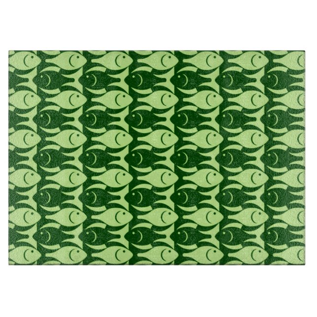 Planche À Découper Poisson moderne du milieu du siècle, chaux et vert (Devant)