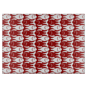 Planche À Découper Poisson moderne du milieu du siècle, rouge foncé