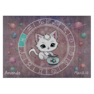 Planche À Découper Poissons astrologiques Cute cat Zodiac Wheel