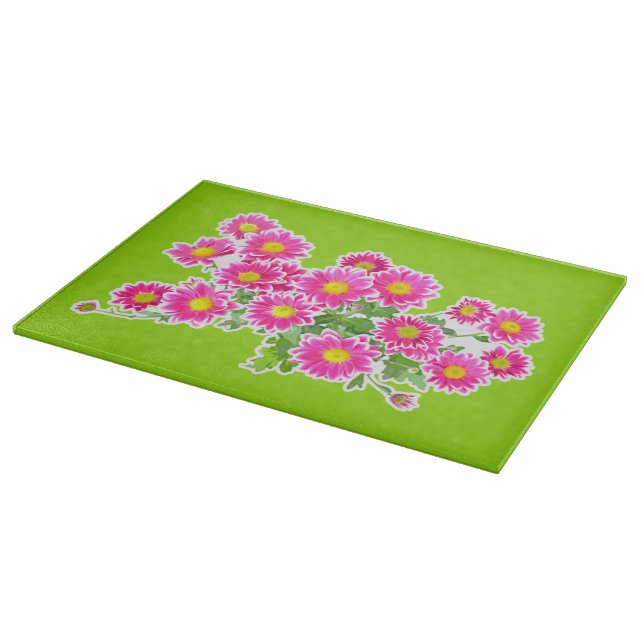 Planche À Découper Poissons roses / Bouquet Asters + vos idées (Coin)