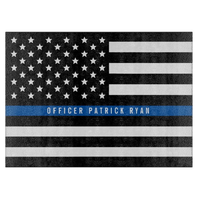 Planche À Découper Police Mince Blue Line Nom du drapeau américain (Devant)