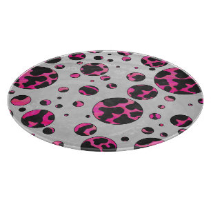 Planche À Découper Polka Dot Cow Hot Rose et Black Print