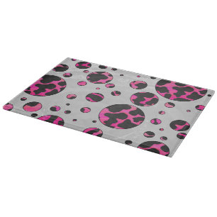 Planche À Découper Polka Dot Cow Hot Rose et Black Print