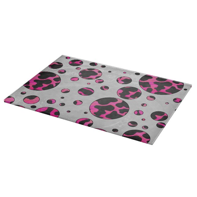 Planche À Découper Polka Dot Cow Hot Rose et Black Print (Coin)
