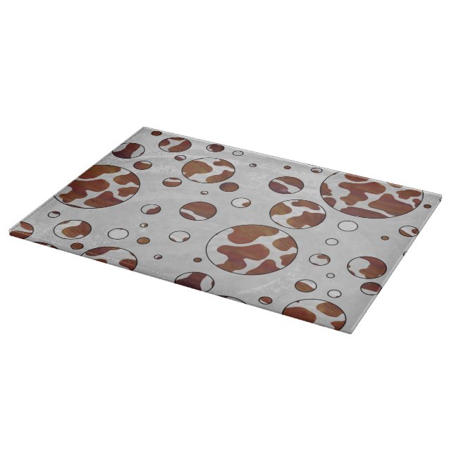 Planche À Découper Polka Dot Vache Brown et blanche (Coin)