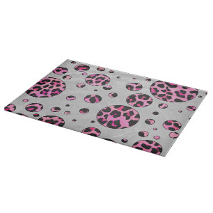 Planche À Découper Polka Leopard Pot noir et rose chaud