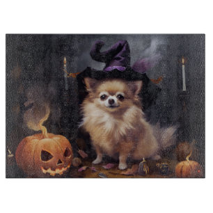 Planche À Découper Pomeranian Citrouilles Halloween Épouvantable