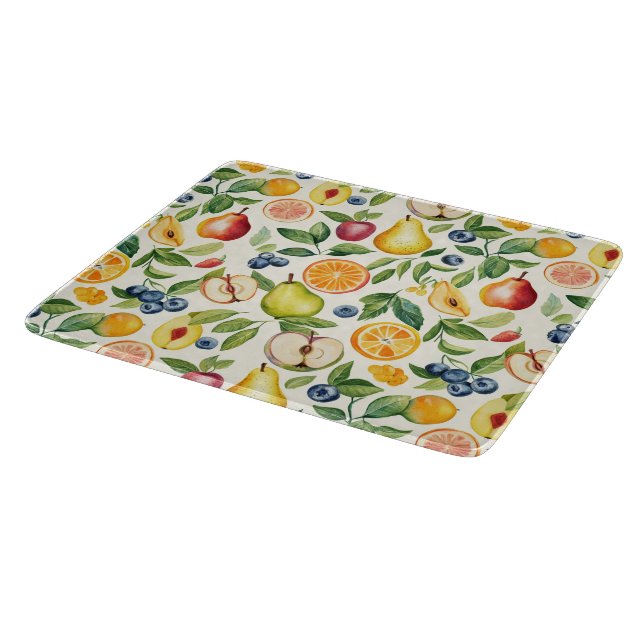 Planche À Découper Pommes Poires Myrtilles Oranges Citron Lime Fruits (Coin)