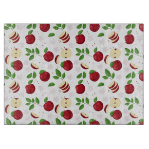 Planche À Découper Pommes rouges, fleurs et Motif de verdure