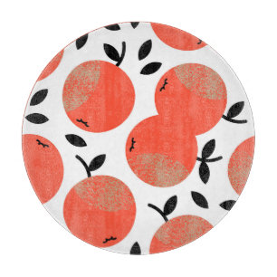 Planche À Découper Pommes rouges : Motif texturé doré.