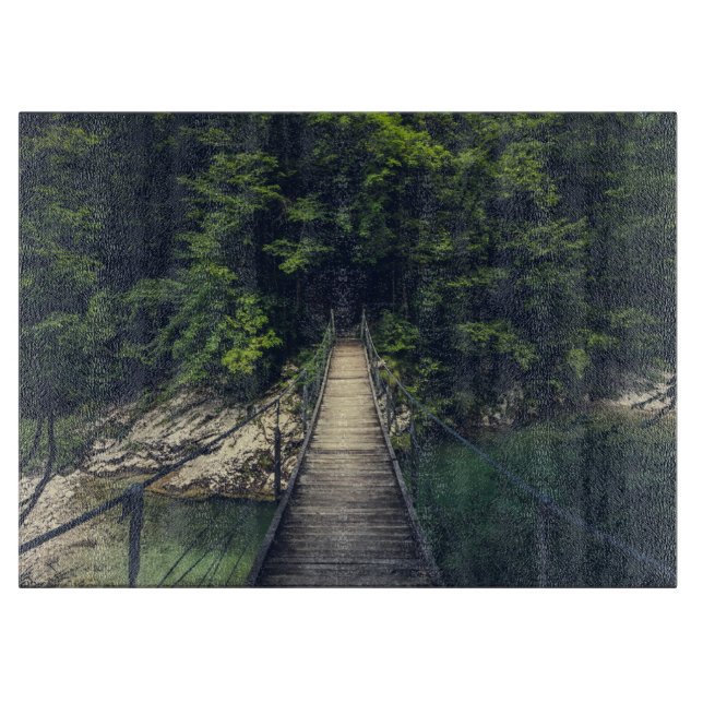 Planche À Découper Pont suspendu simple rivière Idrijca, Slovénie (Devant)