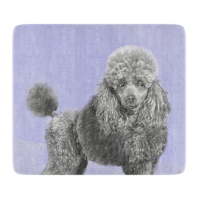 Planche À Découper Poodé Jouet miniature Argent gris bleu Chien Art (Devant)