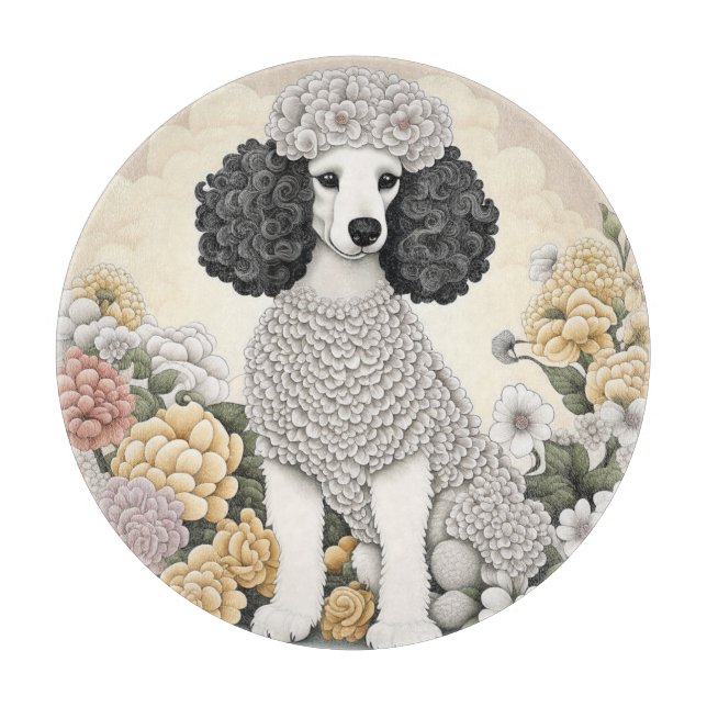 Planche À Découper Poodle en Fleurs Whimsical (Devant)