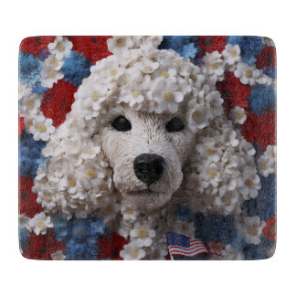 Planche À Découper Poodle patriotique floral 3D