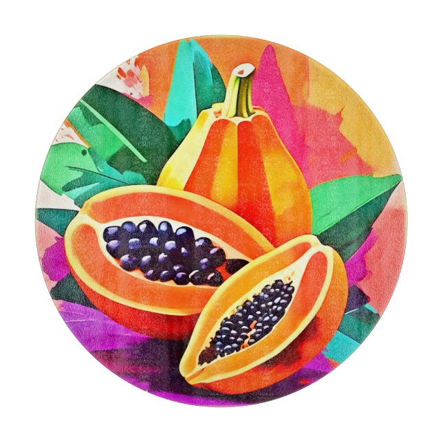 Planche À Découper Pop Art Papaya découpé (Devant)