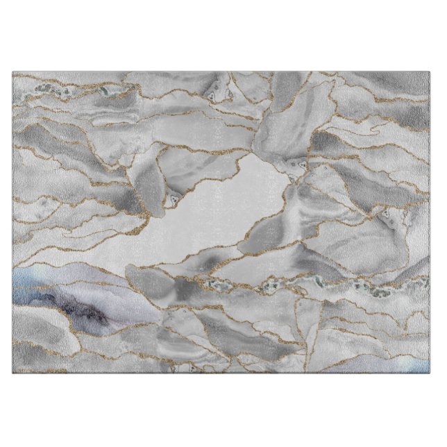 Planche À Découper Porte de parties scintillant blanche et or (Devant)