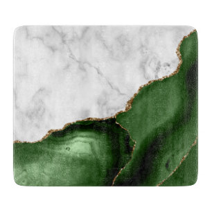 Planche À Découper Porte verte dorée Marbre blanc