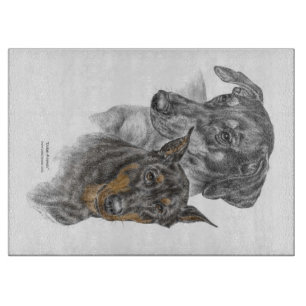 Planche À Découper Portrait de deux Dobermans