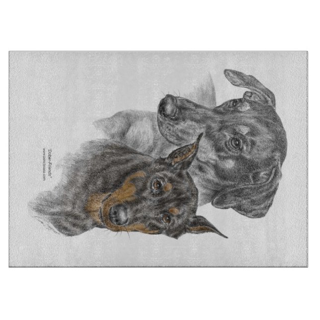 Planche À Découper Portrait de deux Dobermans (Devant)
