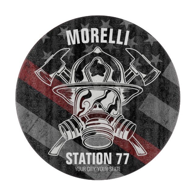 Planche À Découper Poste de pompier de pompier Custom NAME (Devant)