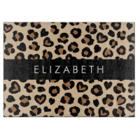Poster de animal, Léopard Brown, Coeurs, Votre Nom