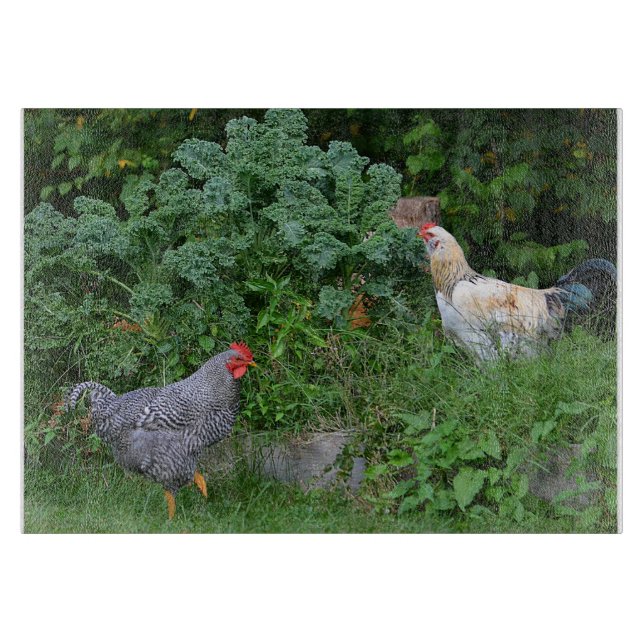 Planche À Découper Poulet Dans Le Jardin (Devant)
