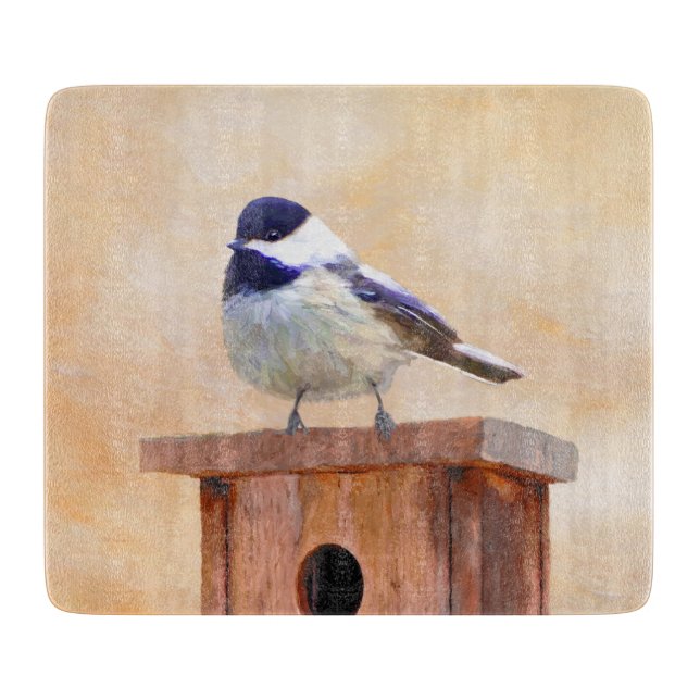 Planche À Découper Poulet sur la peinture d'oiseaux Art original (Devant)