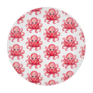Planche À Découper Poulpe Mignon Kawaii Tenant un Cœur