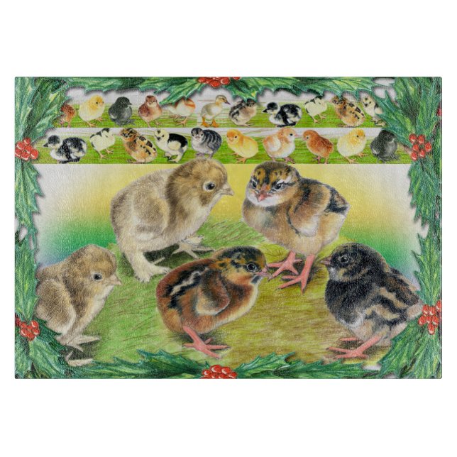 Planche À Découper Poussins de Noël (Devant)
