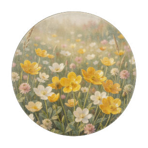 Planche À Découper Prairie de fleurs sauvages jaunes ensoleillées été