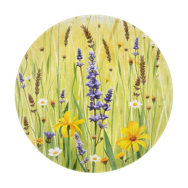 Planche À Découper Prairie de fleurs sauvages motif d'été (Devant)