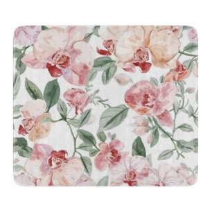 Planche À Découper Prairie d'Orchidée Aquarelle Florale Botanique Rou