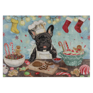 Planche À Découper Préparation de fêtes de Noël de Bouledogue Françai
