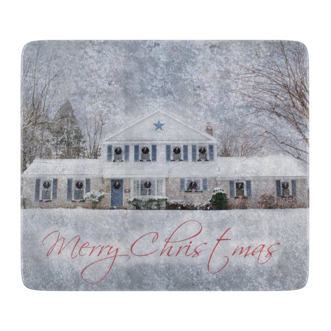 Planche À Découper Primitive Winter Snow Country Rustic Open House (Devant)