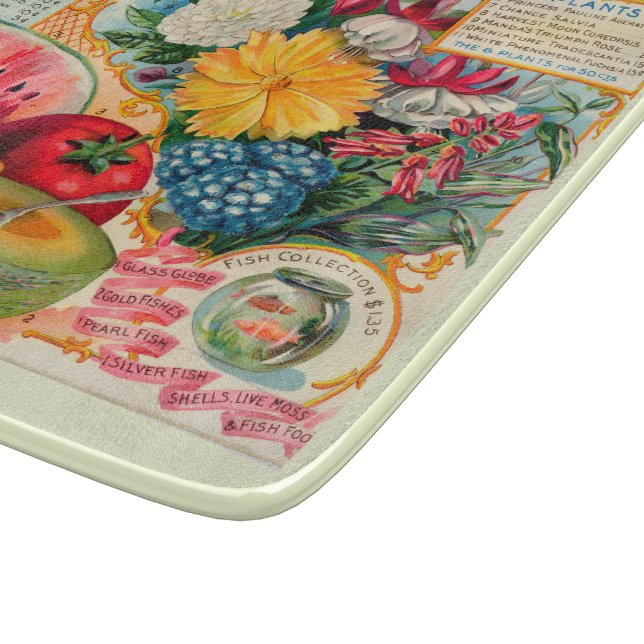 Planche À Découper Publicité ancienne pour graines de légumes fruits  (Coin)