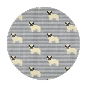 Planche À Découper Pug Gris Ligné