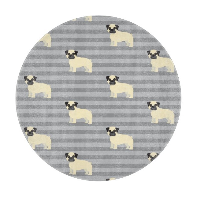 Planche À Découper Pug Gris Ligné (Devant)