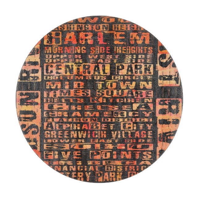 Planche À Découper Quartiers de NYC Orange (Devant)