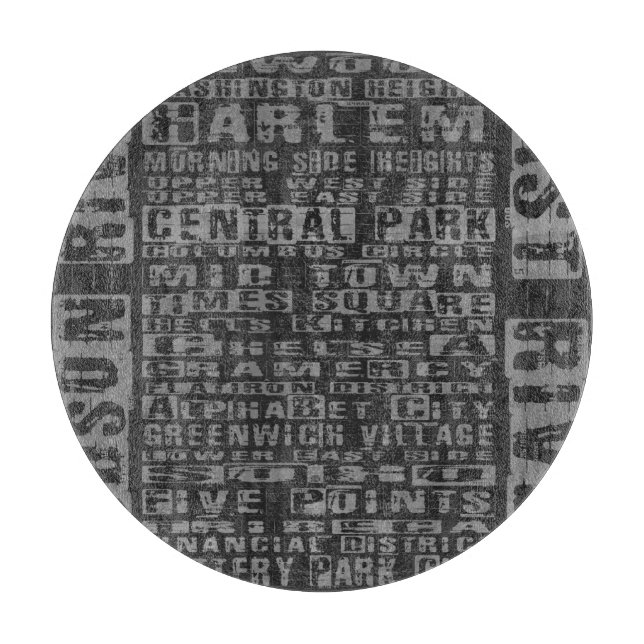 Planche À Découper Quartiers NYC Gris (Devant)