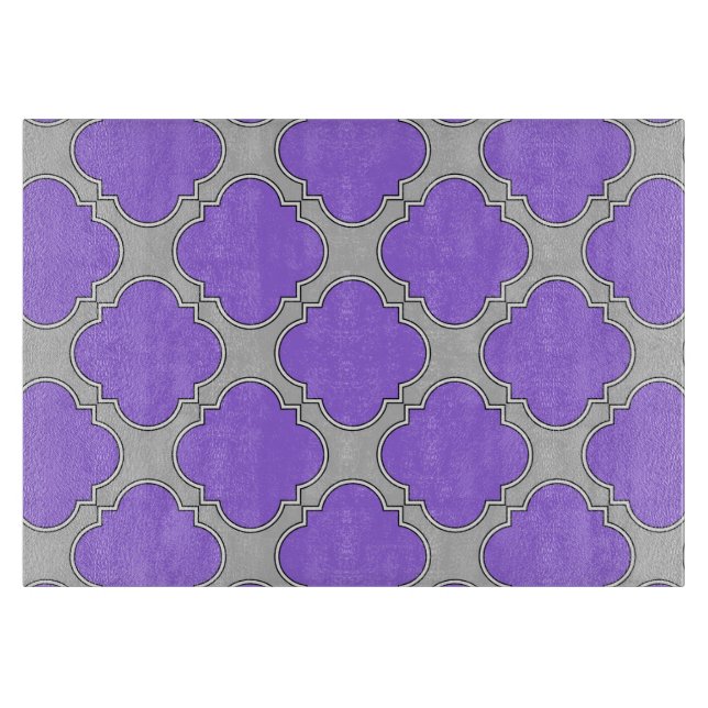 Planche À Découper Quatrefoil violet et gris (Devant)