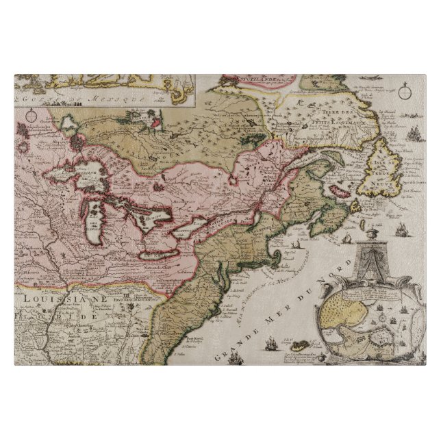 Planche À Découper Québec/Nouvelle-France medieval french map America (Devant)