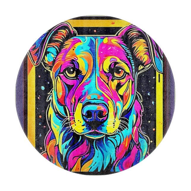 Planche À Découper Rainbow Dog Portrait Art (Devant)