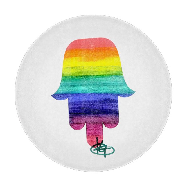 Planche À Découper Rainbow Hamsa Art Cutting Board (Devant)