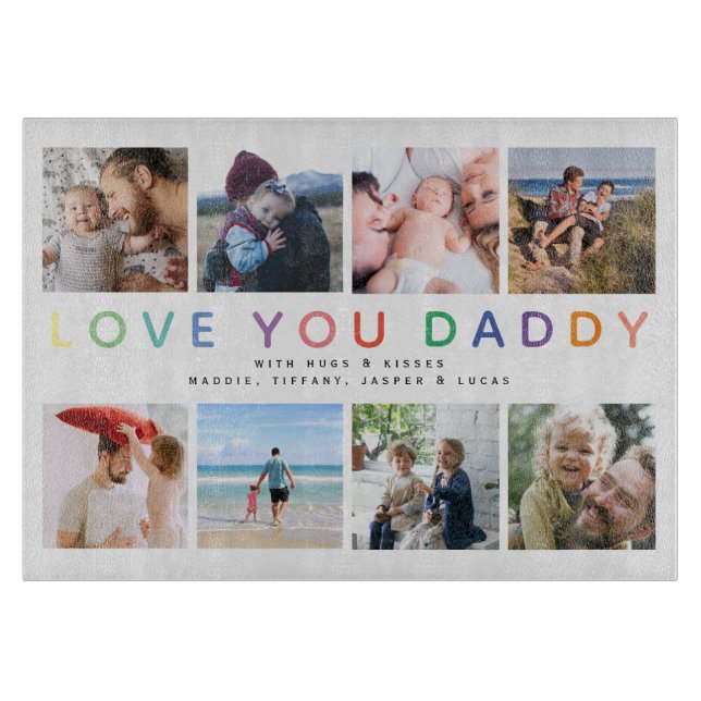 Planche À Découper Rainbow 'LOVE YOU DADDY' Photo Collage Keepsaké (Devant)