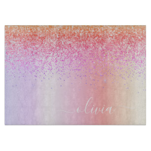 Planche À Découper Rainbow Pastel Girly Parties scintillant Metal Nom