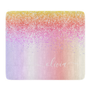Planche À Découper Rainbow Pastel Girly Parties scintillant Metal Nom