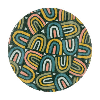 Planche À Découper Rainbows de style géométrique, motif vintage.